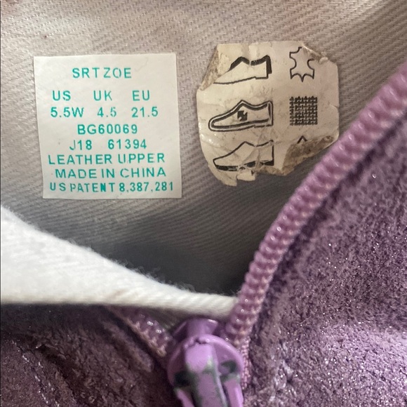 Stride Rite Purple Suede Leather Ankle Boots Toddler Sz 5.5 5.5T 5.5c sparkle 5 - Picture 7 of 7